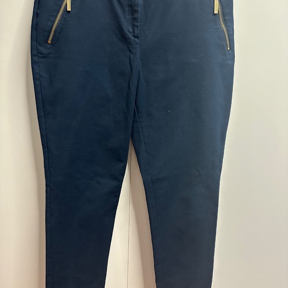 Michael Michael Kors Navy Ankle Pants with Gold Zipper Detail – Size 10 - Picture 2 of 7